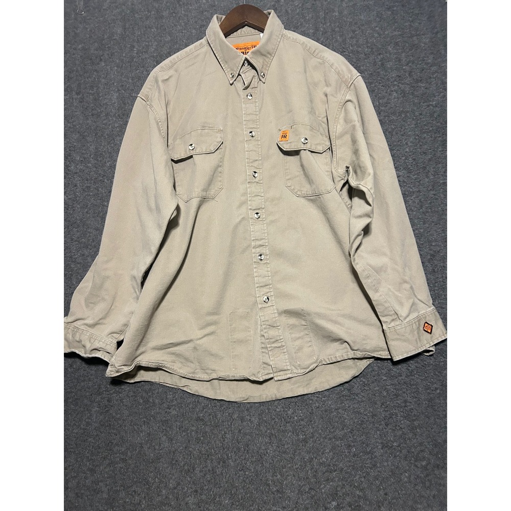 Wrangler Fr riggs workwear shirt mens tan flame resistant size XL regular
